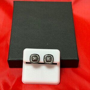 Brand New 925 Sterling Silver Earrings with Black Rhodium & AAA Cubic Zirconia
